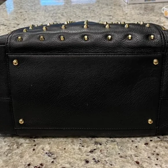 Vintage Ralph Lauren Black Pebbled Leather Gold Studded Stachel Bag - Picture 5 of 16